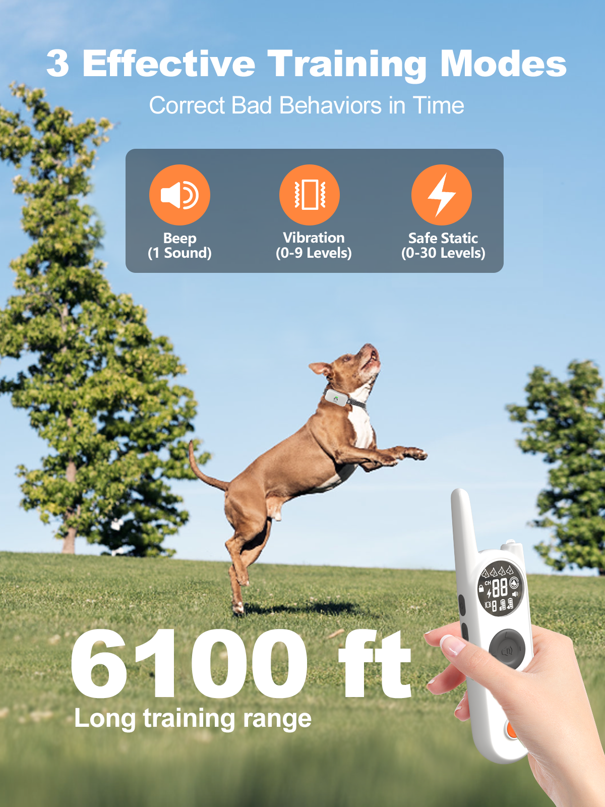 Wireless Dog Fence for 2 Dogs - Multi-Mode Electric Fence for Dogs Covers up to 856-Acre,6100 Ft Dog Training Collar Waterproof,Wireless Pet Fence with 3 Training Modes for Large Medium Dogs