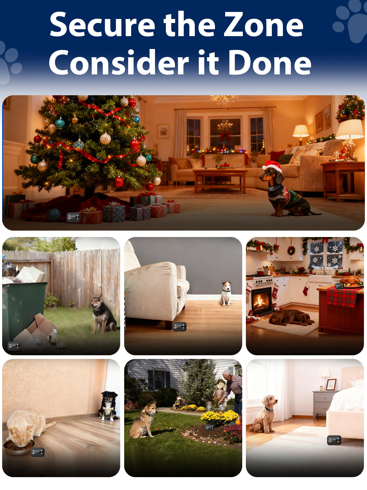 MIMOFPET Wireless Pet Barrier - Indoor Outdoor Waterproof Barrier with Adjustable Range up to 8.2 ft,Adjustable Safe Static Intensity, Rechargeable Color Display Boundary Fence System for Dogs(Black)