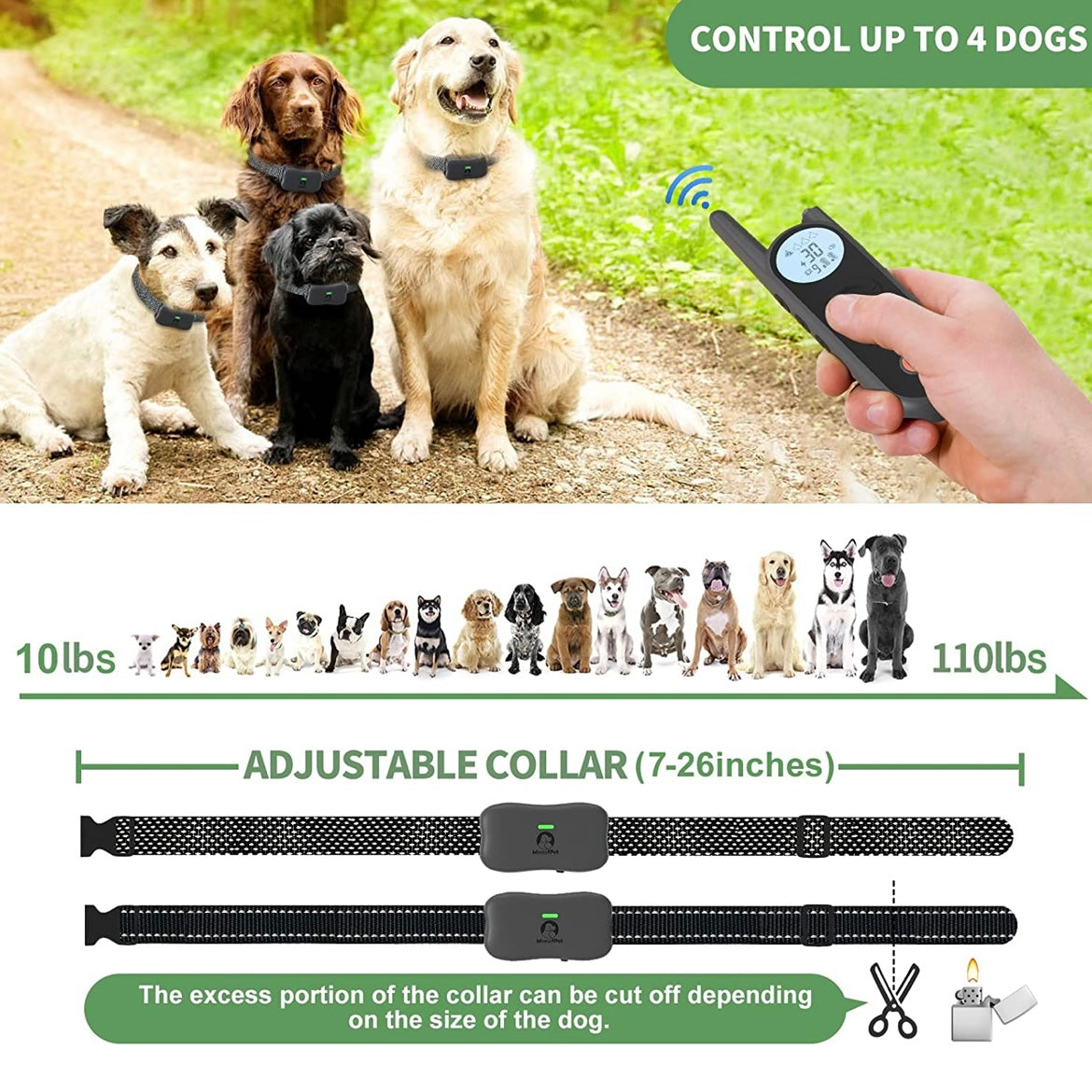 Dog Shock Collar for 2 Dogs,3/4 Mile Range Dog Training Collar with Remote,Waterproof and Rechargeable with Beep, Vibration, Safe Shock, Light and Keypad Lock Mode for Large Medium Small Dogs(X1 Grey)