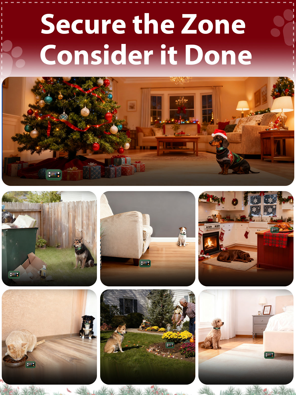 MIMOFPET Wireless Pet Barrier - Indoor Outdoor Waterproof Barrier with Adjustable Range up to 8.2 ft,Adjustable Safe Static Intensity, Rechargeable Color Display Boundary Fence System for Dogs(Green))