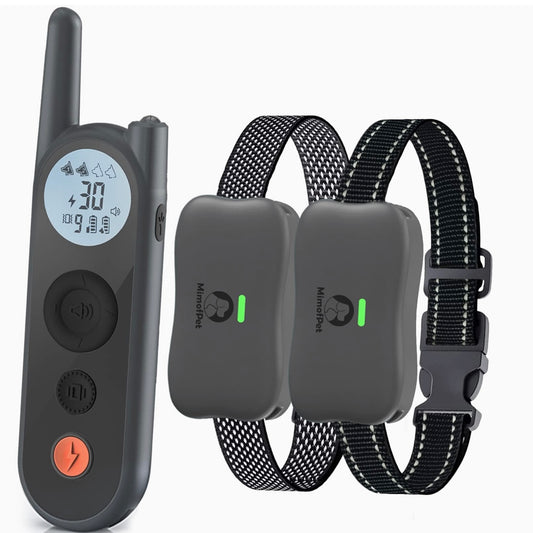 Dog Shock Collar for 2 Dogs,3/4 Mile Range Dog Training Collar with Remote,Waterproof and Rechargeable with Beep, Vibration, Safe Shock, Light and Keypad Lock Mode for Large Medium Small Dogs(X1 Grey)